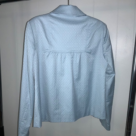 Rafaella pale blue 3 button jacket Sz 10 princess seaming back gathers lined - Picture 5 of 7